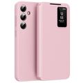 Capa Flip Samsung Galaxy S25 FE Smart Clear View com ranhura para cartão - Rosa
