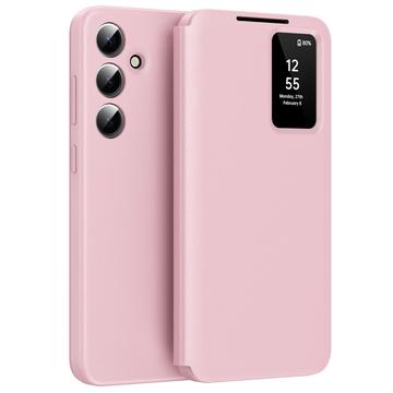Capa Flip Samsung Galaxy S25 FE Smart Clear View com ranhura para cartão - Rosa