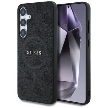 Capa com anel colorido Guess 4G para Samsung Galaxy S25 - Compatível com MagSafe - Preto