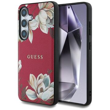 Capa para Samsung Galaxy S25 Guess Grained Printed Flower Pattern - Compatível com MagSafe