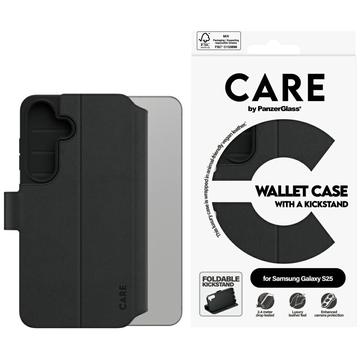 Capa tipo carteira com suporte Samsung Galaxy S25 PanzerGlass Care Feature - Preto