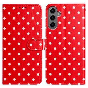 Capa para carteira com padrão de bolinhas para Samsung Galaxy S25 - Vermelho