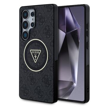 Capa MagSafe para Samsung Galaxy S25 Ultra Guess 4G Glitter Triangle Buttons - Preto