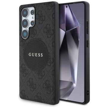 Capa Samsung Galaxy S25 Ultra Guess 4G Round Patch Classic Logo - Compatível com MagSafe - Preto