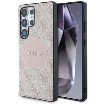 Capa Samsung Galaxy S25 Ultra Guess 4G Round Patch Classic Logo - Compatível com MagSafe - Rosa