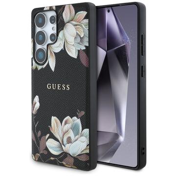 Capa para Samsung Galaxy S25 Ultra Guess Grained Printed Flower Pattern - Compatível com MagSafe - Preto