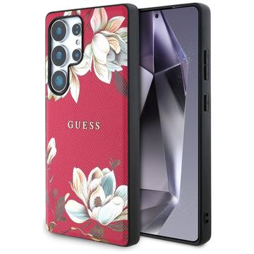 Capa para Samsung Galaxy S25 Ultra Guess Grained Printed Flower Pattern - Compatível com MagSafe - Fúcsia