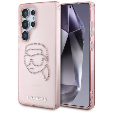Capa Samsung Galaxy S25 Ultra Karl Lagerfeld Rhinestones Karl Head Logo - Rosa