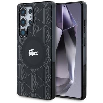 Capa Samsung Galaxy S25 Ultra Lacoste Monogram com logótipo de crocodilo prateado - Compatível com MagSafe - Preto