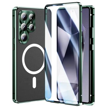 Capa magnética para Samsung Galaxy S25 Ultra com proteção de ecrã em vidro temperado - Compatível com MagSafe - Verde