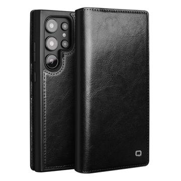 Capa de Pele Tipo Carteira Qialino Classic para Samsung Galaxy S25 Ultra - Preto