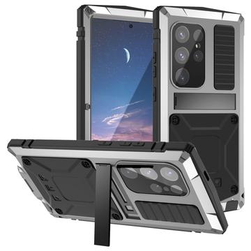 Capa Samsung Galaxy S25 Ultra R-Just Premium com suporte e proteção de ecrã em vidro temperado - Prata