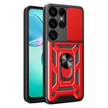 Capa Híbrida de Anel Rotativo com Proteção de Câmera para Samsung Galaxy S25 Ultra