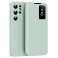 Capa flip para Samsung Galaxy S25 Ultra Smart Clear View com ranhura para cartão - Verde claro
