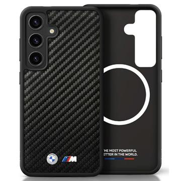 Capa MagSafe em pele de carbono para Samsung Galaxy S25+ BMW - Preto