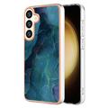 Capa Galvanizada de TPU para Samsung Galaxy S25+ com Padrão de Mármore - Verde