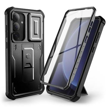 Capa Tech-Protect Kevlar Cam+ para Samsung Galaxy S25+ - Protetor de ecrã, protetor de câmara, suporte para o pé - Preto