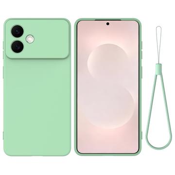 Capa de silicone líquido com correia de mão para Samsung Galaxy S26 Edge - Verde