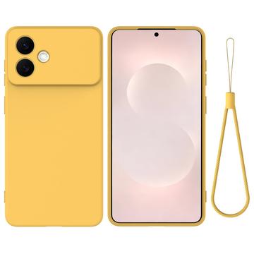 Capa de silicone líquido com correia de mão para Samsung Galaxy S26 Edge - Amarelo