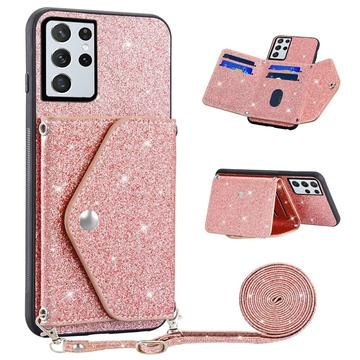 Capa com Porta-Cartão Stardust para Samsung Galaxy S26 Ultra - Cor-de-Rosa