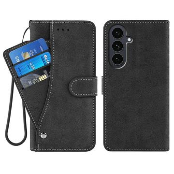 Capa Retro elegante para Samsung Galaxy S26+ com suporte rotativo para cartões - Preto