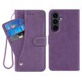 Capa para Samsung Galaxy S26+ elegante e retro com suporte rotativo para cartões - Roxo