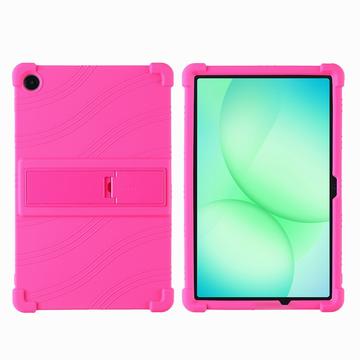 Samsung Galaxy Tab A11+ Capa de silicone com suporte para os pés - Rosa choque