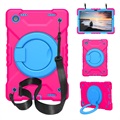 Capa com Alça Heavy Duty 360 para Samsung Galaxy Tab A8 10.5 (2021) - Cor-de-Rosa Forte / Azul