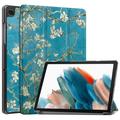 Bolsa Fólio Inteligente Tri-Fold para Samsung Galaxy Tab A9+ - Flores Brancas