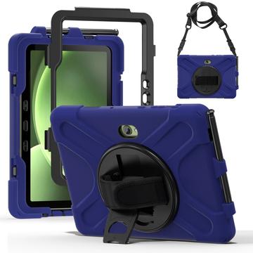 Capa com Alça Heavy Duty 360 para Samsung Galaxy Tab Active5 Pro - Azul / Preto