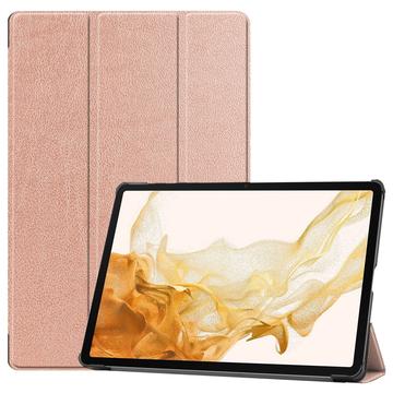Bolsa Fólio Inteligente Tri-Fold para Samsung Galaxy Tab S10+ - Cor-de-Rosa Dourado