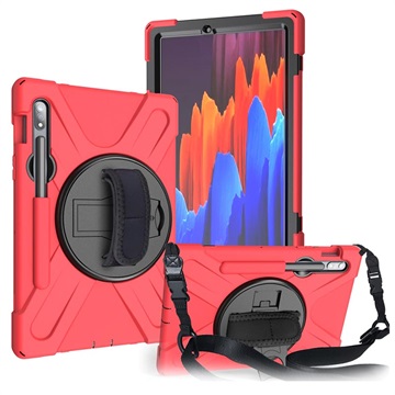 Capa com Alça Heavy Duty 360 para Samsung Galaxy Tab S7/S8 - Vermelho