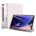 Bolsa Fólio Inteligente Tri-Fold Dux Ducis Toby para Samsung Galaxy Tab S9 FE - Cor-de-Rosa Claro