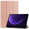 Bolsa Fólio Inteligente Tri-Fold para Samsung Galaxy Tab S9 FE - Cor-de-Rosa Dourado