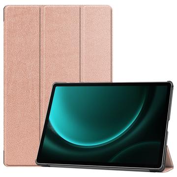 Bolsa Fólio Inteligente Tri-Fold para Samsung Galaxy Tab S9 FE+ - Cor-de-Rosa Dourado