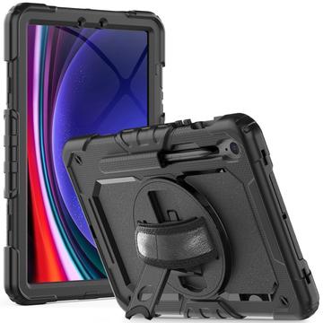 Capa híbrida Tech-Protect Solid360 com correia e suporte para Samsung Galaxy Tab S9/S9 FE/S10 FE/S10 Lite - Preto
