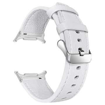 Bracelete em Pele para Samsung Galaxy Watch Ultra 2024/2025 com Conectores - 47mm - Branco
