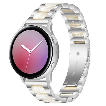 Bracelete em Aço Inoxidável para Samsung Galaxy Watch4/Watch4 Classic – Pérola Branca / Prateado