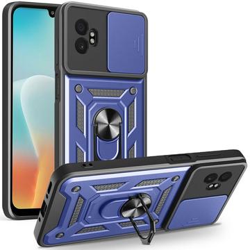 Capa Híbrida de Anel Rotativo com Proteção de Câmera para Samsung Galaxy XCover7 Pro - Azul