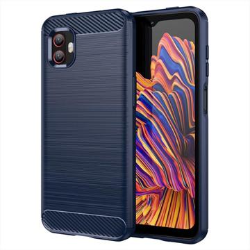 Capa de TPU Escovado para Samsung Galaxy Xcover6 Pro - Fibra de Carbono - Azul