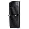 Capa com Alça para Samsung Galaxy Z Flip3 5G - Fibra de Carbono - Preto