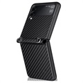 Capa com Alça para Samsung Galaxy Z Flip3 5G - Fibra de Carbono - Preto