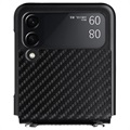 Capa com Alça para Samsung Galaxy Z Flip3 5G - Fibra de Carbono - Preto
