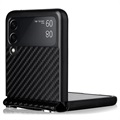 Capa com Alça para Samsung Galaxy Z Flip3 5G - Fibra de Carbono - Preto