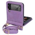 Bolsa Híbrida com Divisória de Cartão para Samsung Galaxy Z Flip4 5G - Roxo