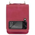 Bolsa Híbrida com Divisória de Cartão para Samsung Galaxy Z Flip4 5G - Vermelho
