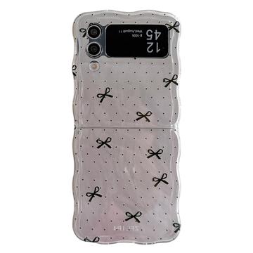 Capa TPU com rebordo ondulado elegante para Samsung Galaxy Z Flip4 - Laços pretos