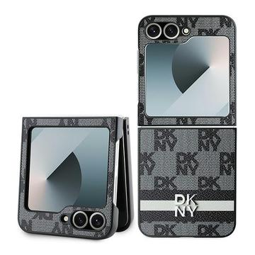 Capa para Samsung Galaxy Z Flip6/Z Flip7 FE DKNY Padrão xadrez e listra - Preto