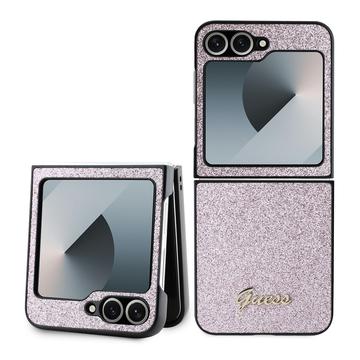 Capa Híbrida Guess Glitter Flakes Metal Logo para Samsung Galaxy Z Flip6/Z Flip7 FE - Cor-de-Rosa