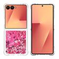 Capa em TPU Samsung Galaxy Z Flip7 Glitter Quicksand - Corações cor-de-rosa